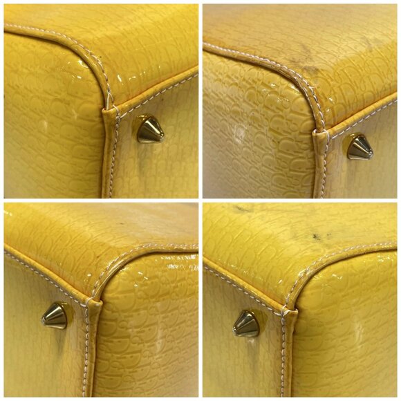 Auth DIOR/ChristianDior Lady Dior Medium/Trotter Yellow Patent Leather Handbag - Picture 16 of 16